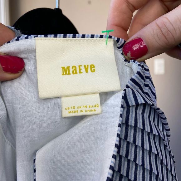 Maeve Anthropologie Darcy Striped Maxi dress with Bow SZ 10 - Picture 4 of 13